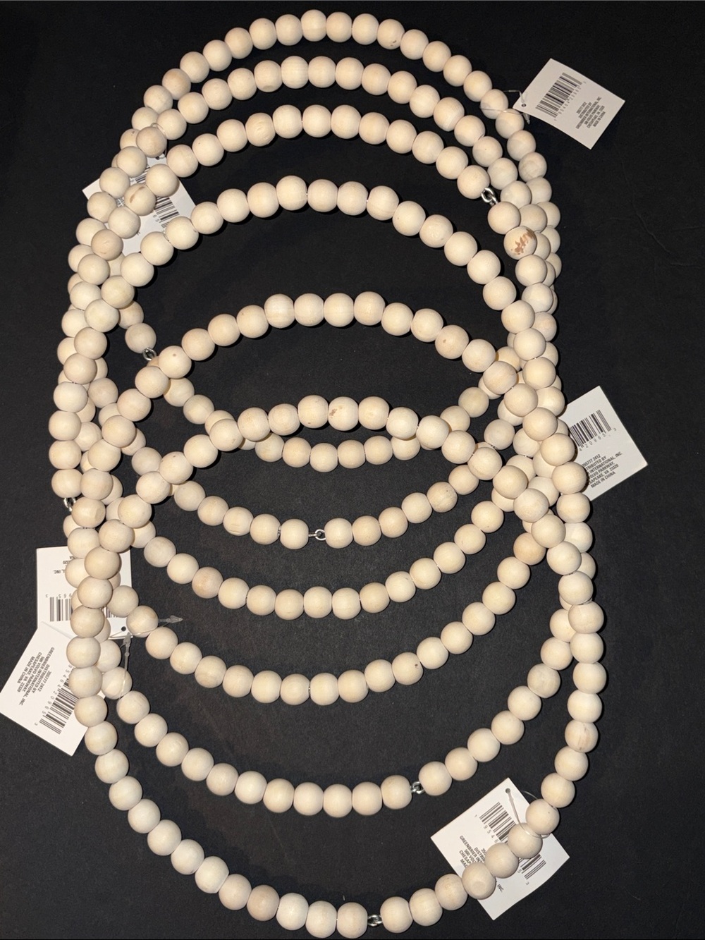 Tan Wood Bead wreath- Classic Layering Strand 10x10in 6pk